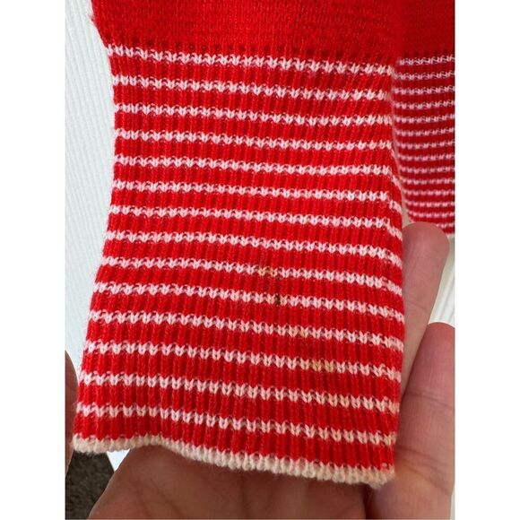 Albee women’s vintage 70s red white bowling cardigan sweater retro v-neck - Picture 3 of 8